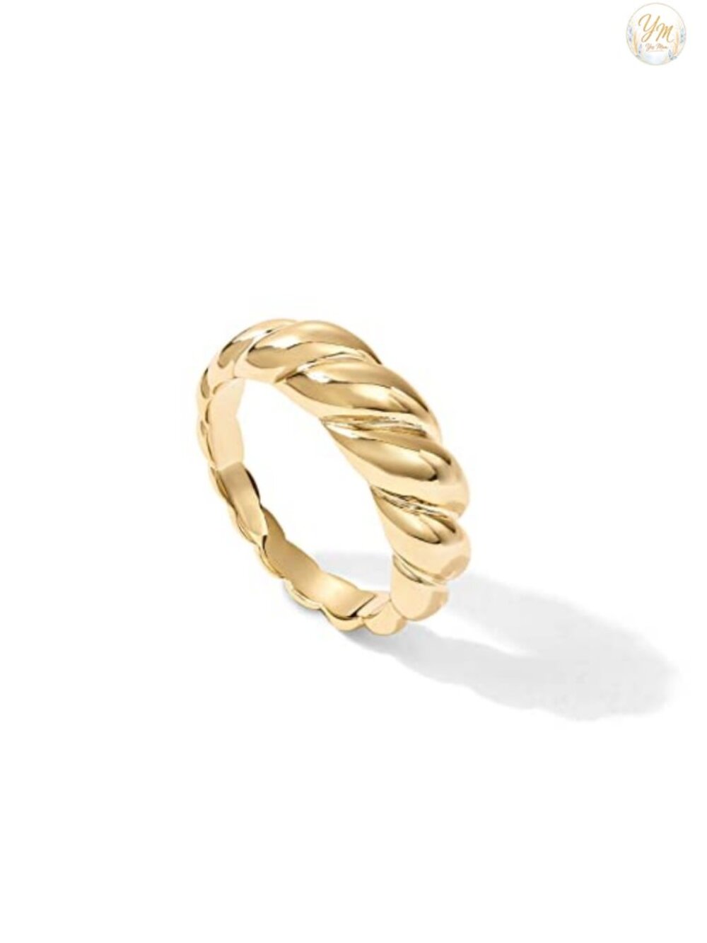 14K Gold Plated Croissant Dome Ring for Women - Stackable Statement Piece